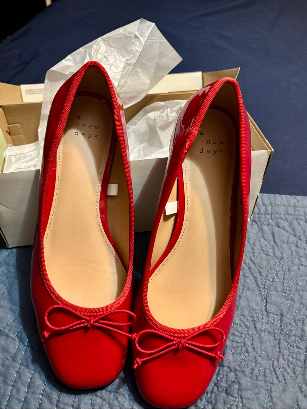 a new day joy heels Red Patent Ballet 1 inch heel